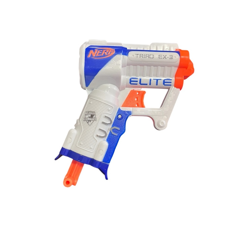 Nerf Elite Triad EX-3 Blaster - White, Blue, and Orange